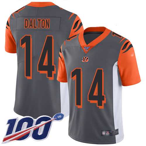 Cincinnati Bengals Limited Silver Men Andy Dalton Jersey NFL Footballl #14 100th Season Inverted Legend